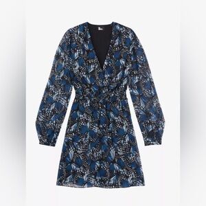 The Kooples Butterfly print smocked waist woven minidress size 0